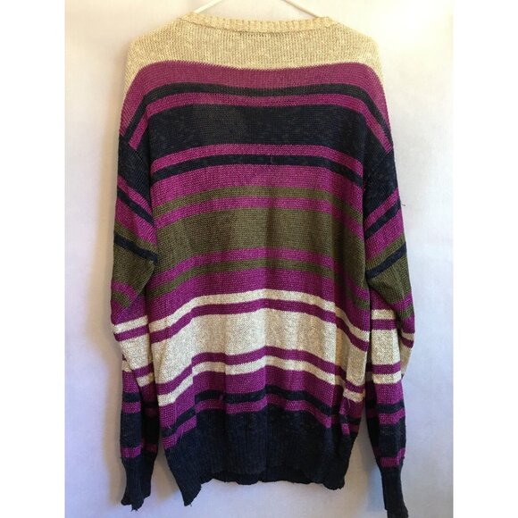 Vintage Umberto Ginocchietti Womens Striped Dot Knitted Pullover Sweater Purple - Picture 2 of 10